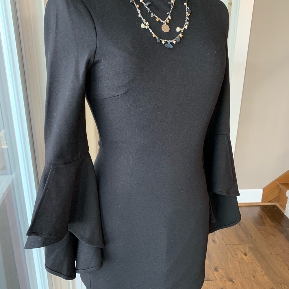 NWT Lulus little black formal wear dress cape like sleeves full back zipper sexy